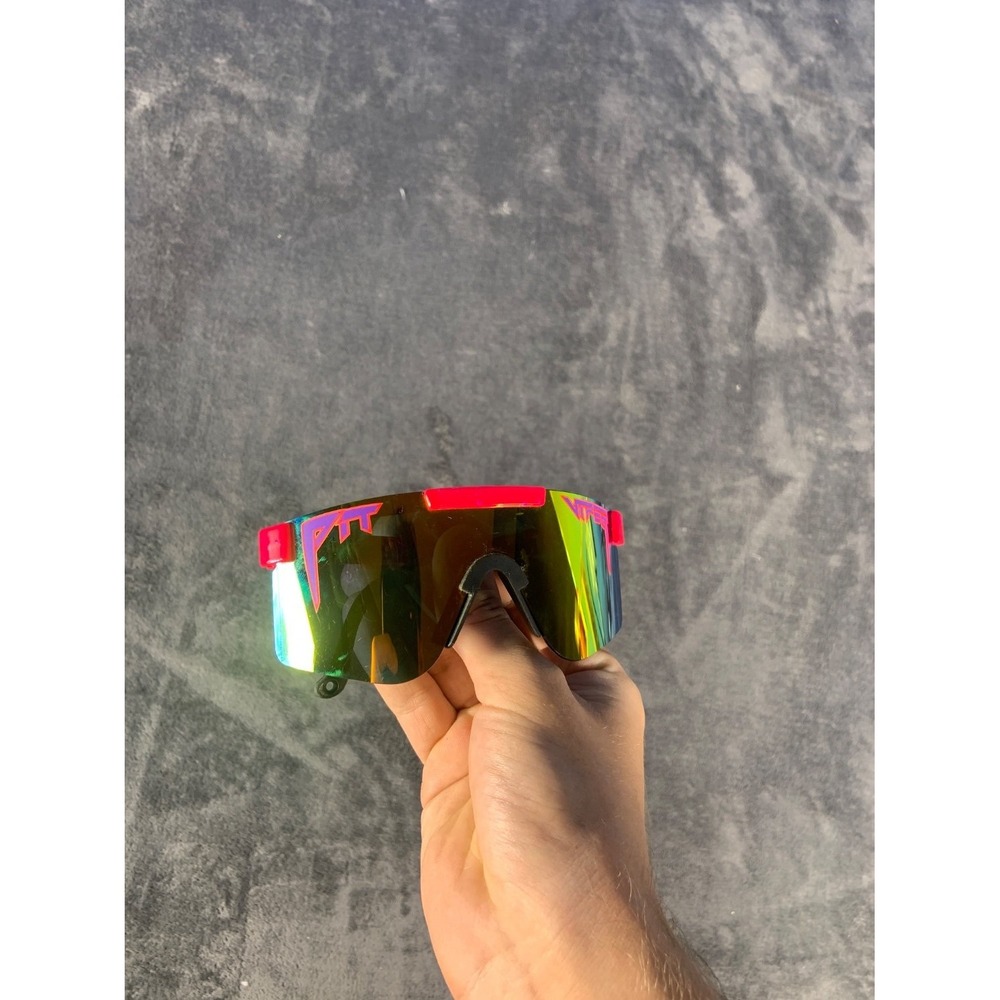 Vintage Pit Viper The 1993 Originals Sport Sunglasses Pink Purple Splatter Gold